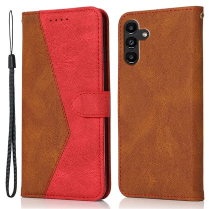 For Samsung Galaxy A16 5G Cover Color Splicing Wallet Stand Leather Phone Case with Wrist Strap