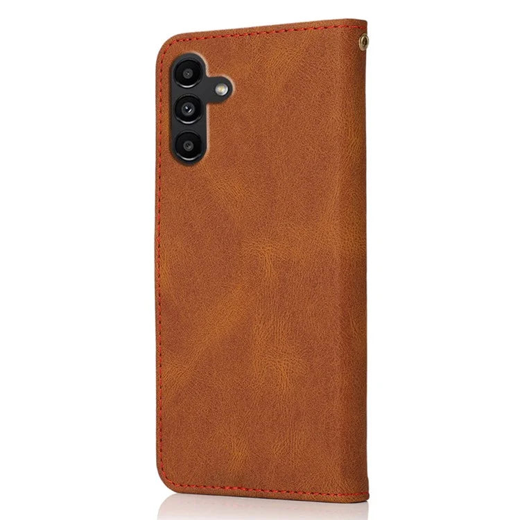 For Samsung Galaxy A16 5G Cover Color Splicing Wallet Stand Leather Phone Case with Wrist Strap