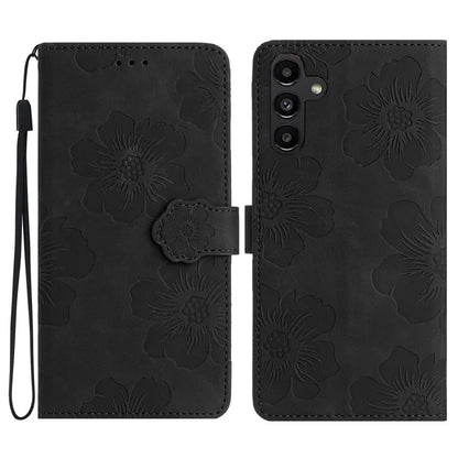For Samsung Galaxy A16 5G Case Flower Design Leather Wallet Phone Cover with Wrist Strap