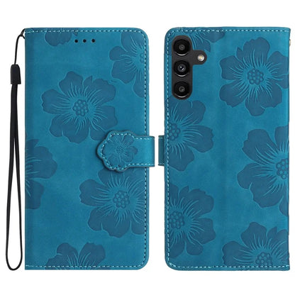 For Samsung Galaxy A16 5G Case Flower Design Leather Wallet Phone Cover with Wrist Strap