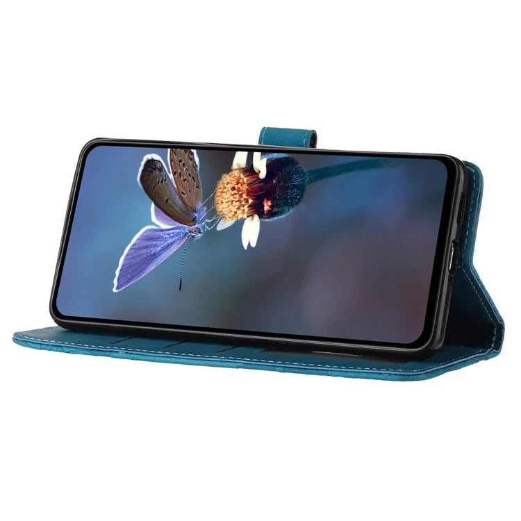 For Samsung Galaxy A16 5G Case Flower Design Leather Wallet Phone Cover with Wrist Strap