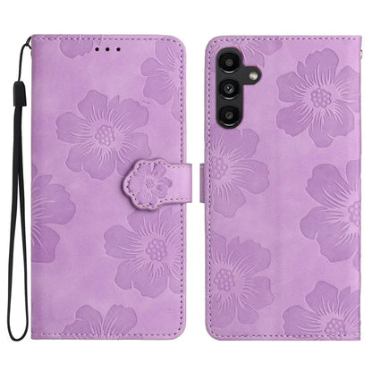 For Samsung Galaxy A16 5G Case Flower Design Leather Wallet Phone Cover with Wrist Strap