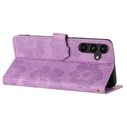 For Samsung Galaxy A16 5G Case Flower Design Leather Wallet Phone Cover with Wrist Strap