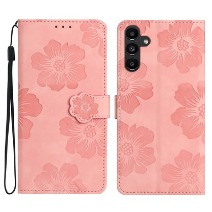 For Samsung Galaxy A16 5G Case Flower Design Leather Wallet Phone Cover with Wrist Strap