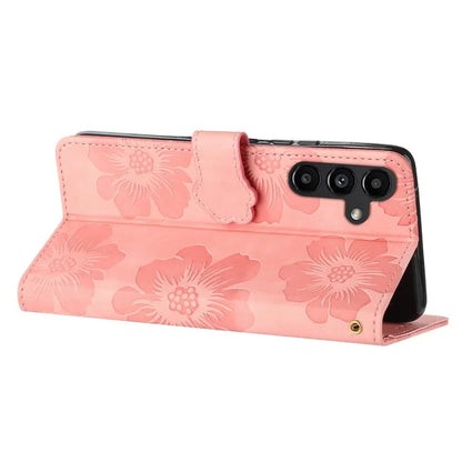 For Samsung Galaxy A16 5G Case Flower Design Leather Wallet Phone Cover with Wrist Strap