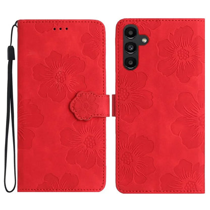 For Samsung Galaxy A16 5G Case Flower Design Leather Wallet Phone Cover with Wrist Strap