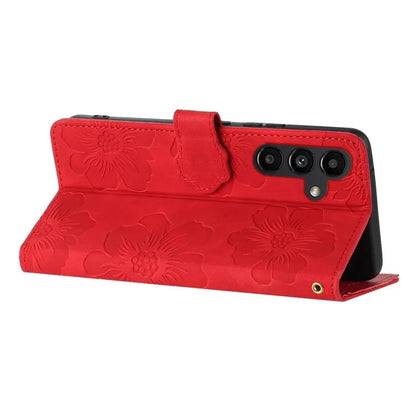 For Samsung Galaxy A16 5G Case Flower Design Leather Wallet Phone Cover with Wrist Strap