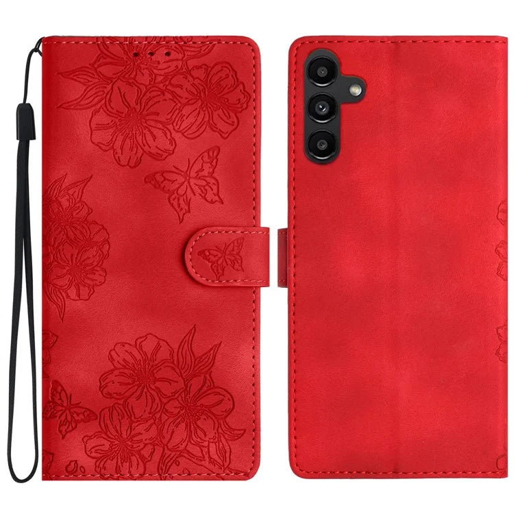For Samsung Galaxy A16 5G Case Butterfly Flower Pattern Skin-Touch Leather Phone Cover