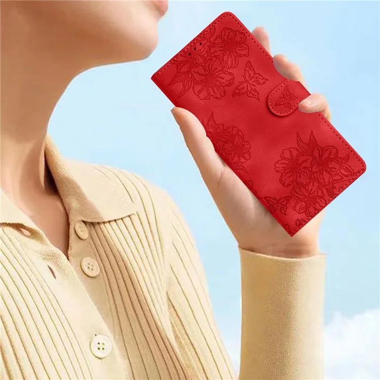 For Samsung Galaxy A16 5G Case Butterfly Flower Pattern Skin-Touch Leather Phone Cover