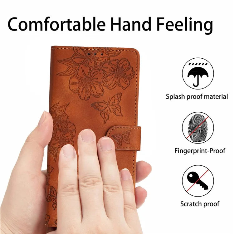 For Samsung Galaxy A16 5G Case Butterfly Flower Pattern Skin-Touch Leather Phone Cover