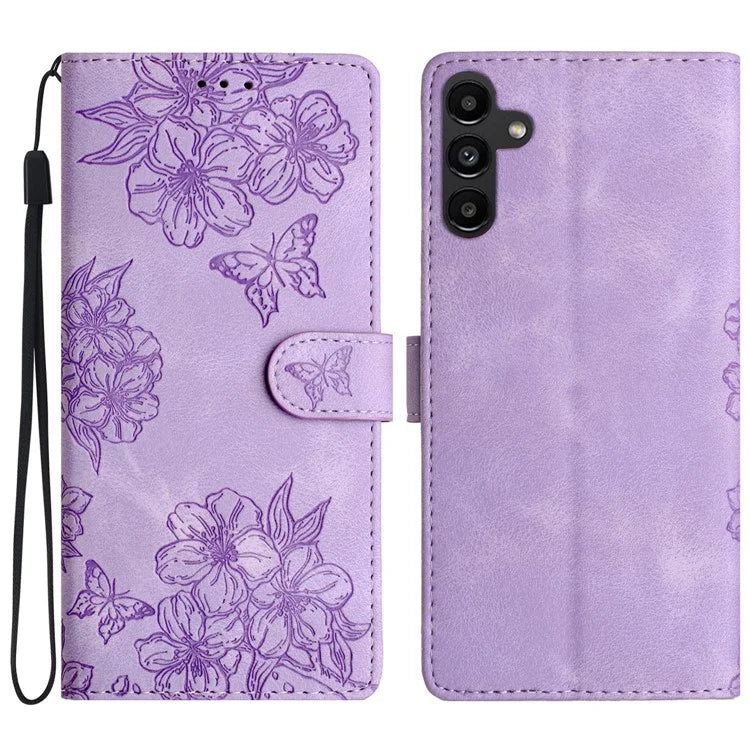 For Samsung Galaxy A16 5G Case Butterfly Flower Pattern Skin-Touch Leather Phone Cover