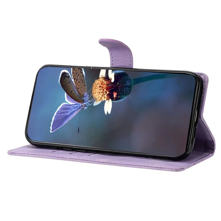 For Samsung Galaxy A16 5G Case Butterfly Flower Pattern Skin-Touch Leather Phone Cover