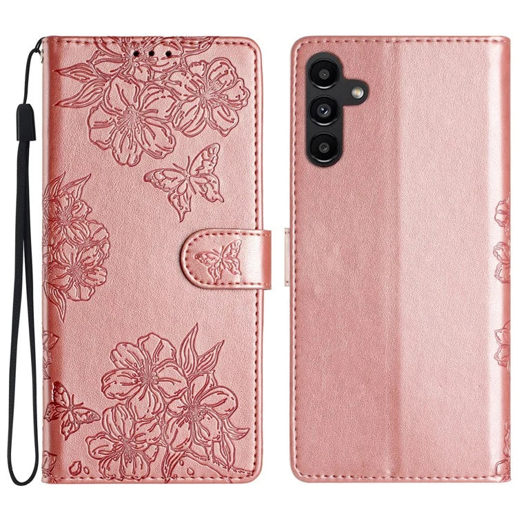 For Samsung Galaxy A16 5G Case Butterfly Flower Drop-Proof PU Leather Wallet Phone Cover