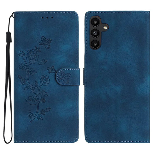 For Samsung Galaxy A16 5G Case Leather Imprinted Flower Phone Cover Wallet with Wrist Strap