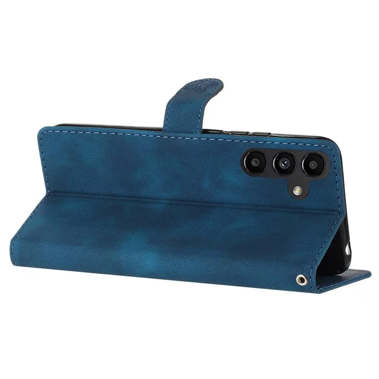 For Samsung Galaxy A16 5G Case Leather Imprinted Flower Phone Cover Wallet with Wrist Strap