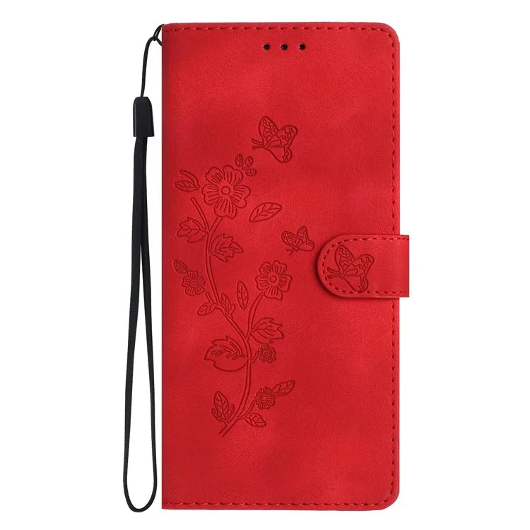 For Samsung Galaxy A16 5G Case Leather Imprinted Flower Phone Cover Wallet with Wrist Strap