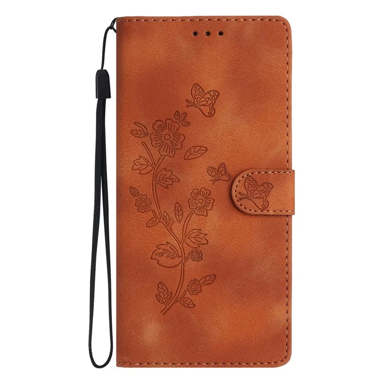 For Samsung Galaxy A16 5G Case Leather Imprinted Flower Phone Cover Wallet with Wrist Strap