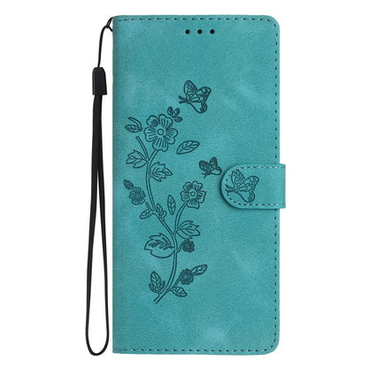 For Samsung Galaxy A16 5G Case Leather Imprinted Flower Phone Cover Wallet with Wrist Strap