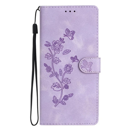 For Samsung Galaxy A16 5G Case Leather Imprinted Flower Phone Cover Wallet with Wrist Strap