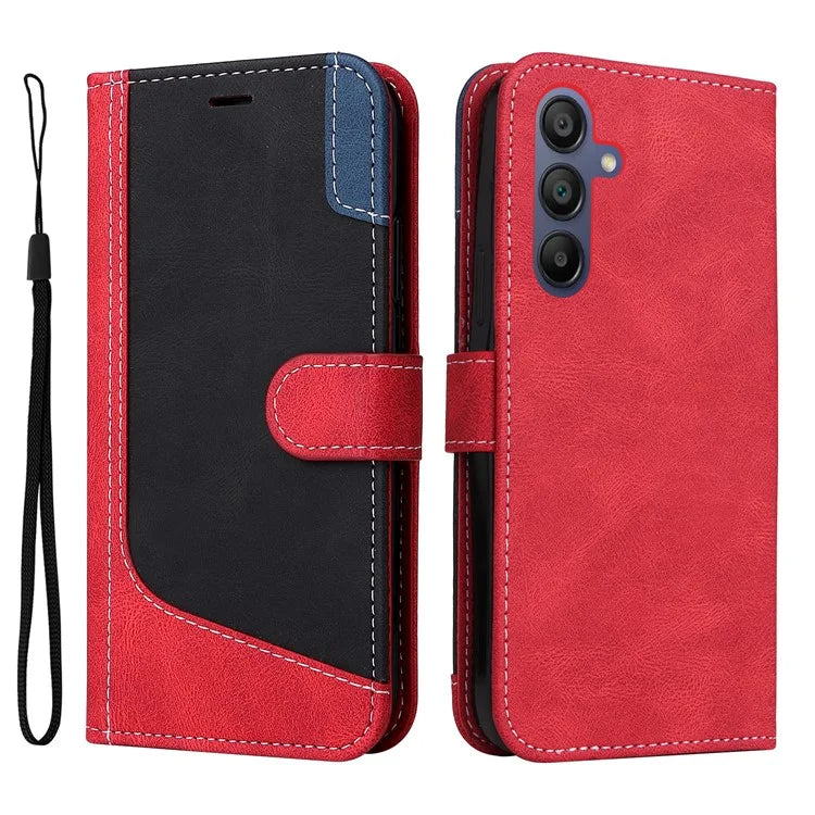 For Samsung Galaxy A16 5G Case Flip Wallet Leather Phone Cover 3 Color Splicing