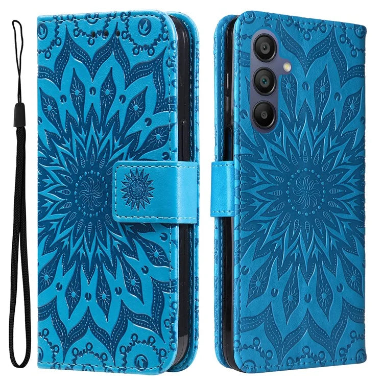 KT Imprinting Flower Series-1 For Samsung Galaxy A16 5G Case Sunflower Leather Wallet Folio Phone Cover