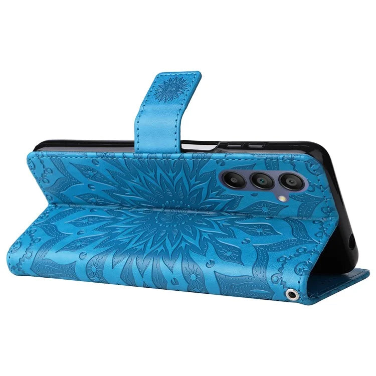 KT Imprinting Flower Series-1 For Samsung Galaxy A16 5G Case Sunflower Leather Wallet Folio Phone Cover