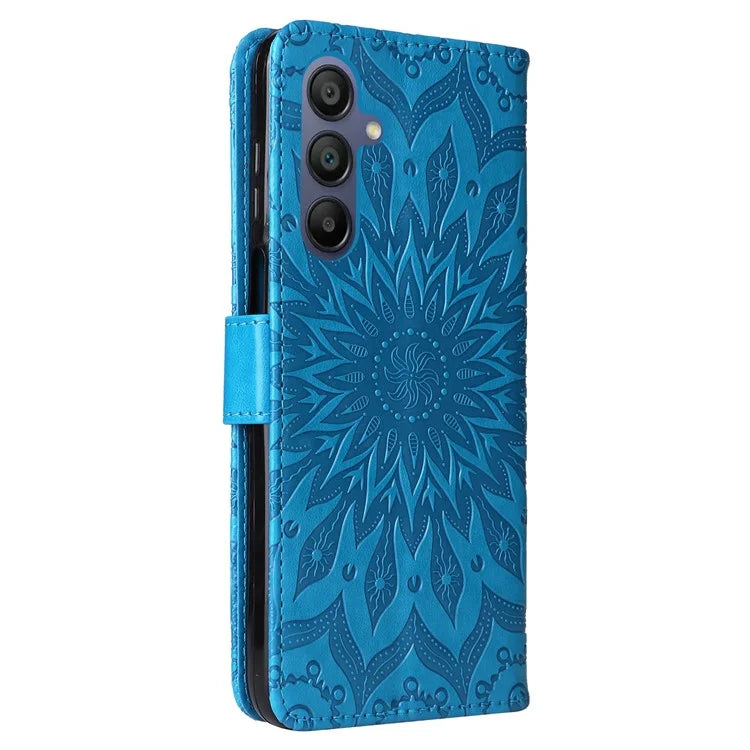 KT Imprinting Flower Series-1 For Samsung Galaxy A16 5G Case Sunflower Leather Wallet Folio Phone Cover