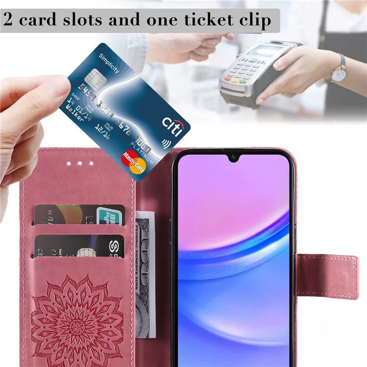 KT Imprinting Flower Series-1 For Samsung Galaxy A16 5G Case Sunflower Leather Wallet Folio Phone Cover