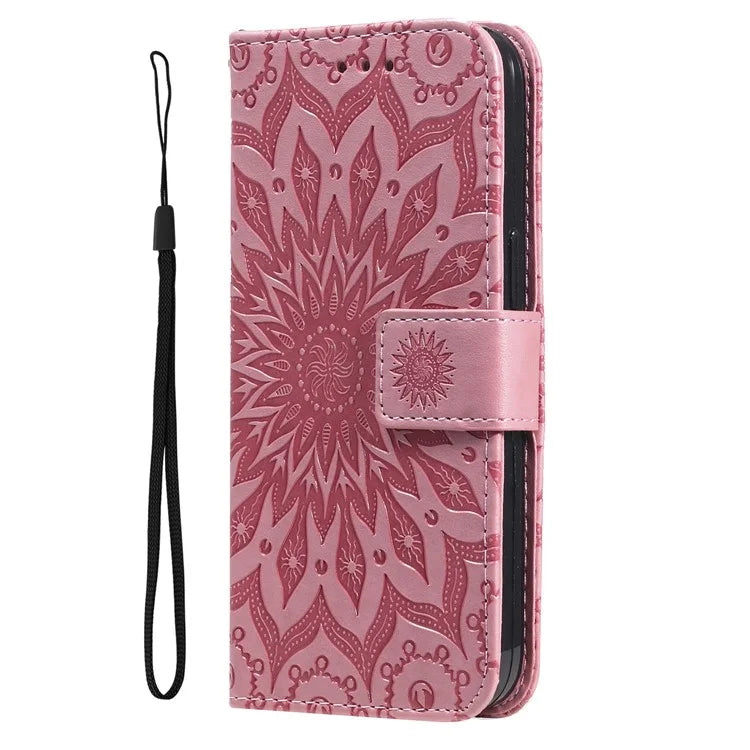 KT Imprinting Flower Series-1 For Samsung Galaxy A16 5G Case Sunflower Leather Wallet Folio Phone Cover