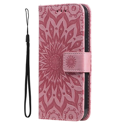KT Imprinting Flower Series-1 For Samsung Galaxy A16 5G Case Sunflower Leather Wallet Folio Phone Cover
