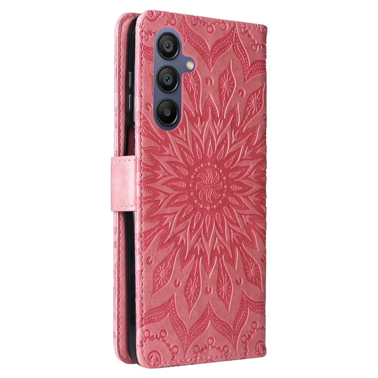 KT Imprinting Flower Series-1 For Samsung Galaxy A16 5G Case Sunflower Leather Wallet Folio Phone Cover