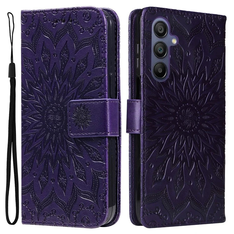 KT Imprinting Flower Series-1 For Samsung Galaxy A16 5G Case Sunflower Leather Wallet Folio Phone Cover