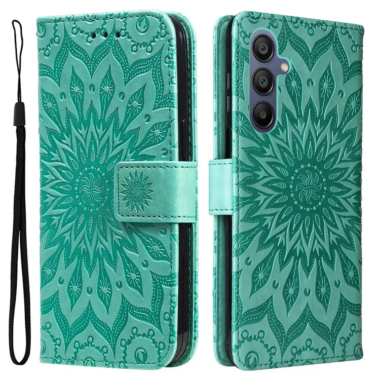 KT Imprinting Flower Series-1 For Samsung Galaxy A16 5G Case Sunflower Leather Wallet Folio Phone Cover
