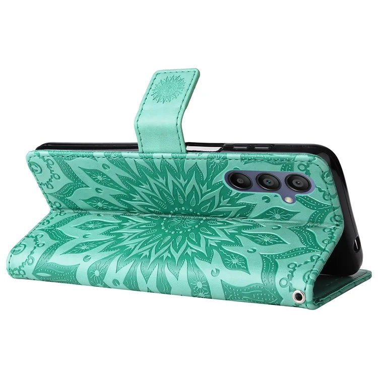 KT Imprinting Flower Series-1 For Samsung Galaxy A16 5G Case Sunflower Leather Wallet Folio Phone Cover