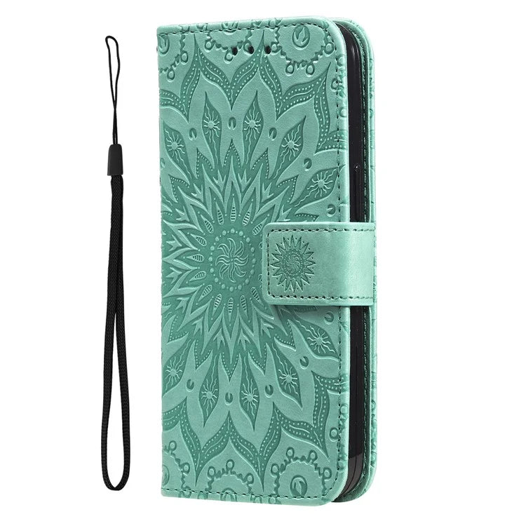 KT Imprinting Flower Series-1 For Samsung Galaxy A16 5G Case Sunflower Leather Wallet Folio Phone Cover