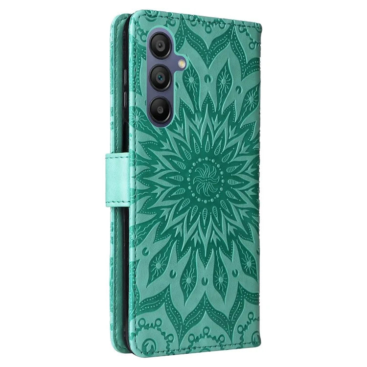 KT Imprinting Flower Series-1 For Samsung Galaxy A16 5G Case Sunflower Leather Wallet Folio Phone Cover