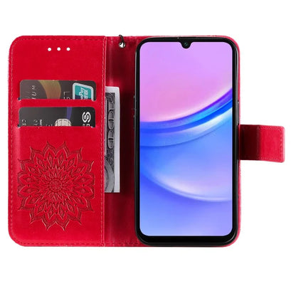 KT Imprinting Flower Series-1 For Samsung Galaxy A16 5G Case Sunflower Leather Wallet Folio Phone Cover