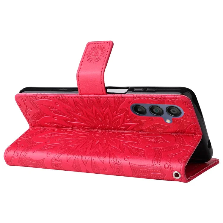 KT Imprinting Flower Series-1 For Samsung Galaxy A16 5G Case Sunflower Leather Wallet Folio Phone Cover