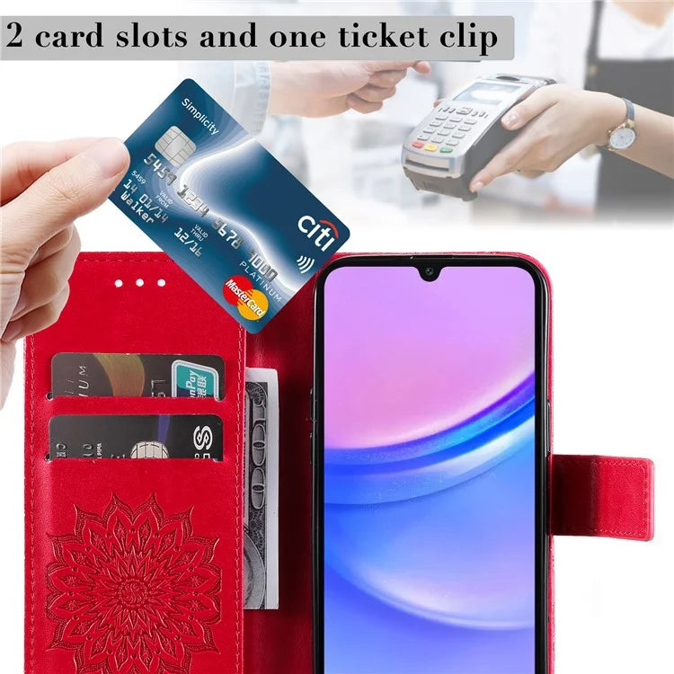 KT Imprinting Flower Series-1 For Samsung Galaxy A16 5G Case Sunflower Leather Wallet Folio Phone Cover