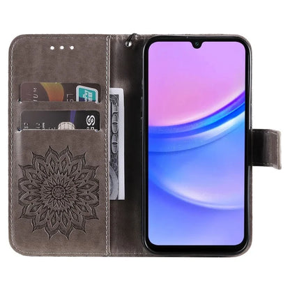 KT Imprinting Flower Series-1 For Samsung Galaxy A16 5G Case Sunflower Leather Wallet Folio Phone Cover