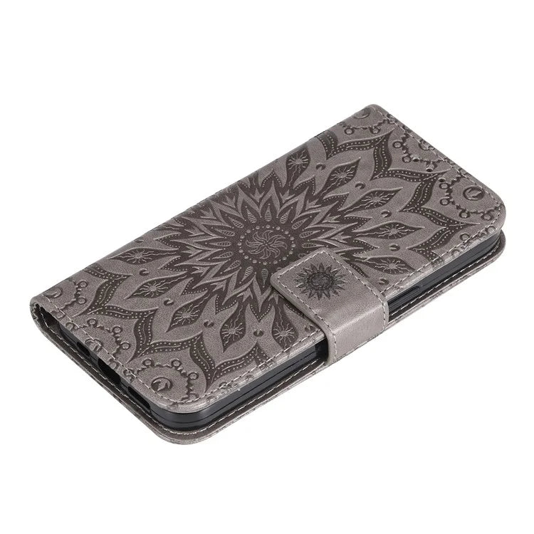 KT Imprinting Flower Series-1 For Samsung Galaxy A16 5G Case Sunflower Leather Wallet Folio Phone Cover