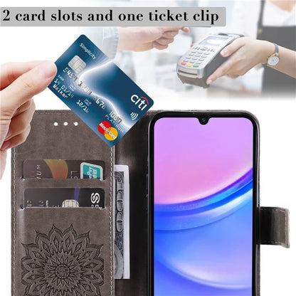 KT Imprinting Flower Series-1 For Samsung Galaxy A16 5G Case Sunflower Leather Wallet Folio Phone Cover
