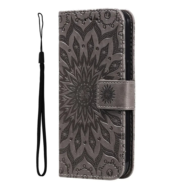 KT Imprinting Flower Series-1 For Samsung Galaxy A16 5G Case Sunflower Leather Wallet Folio Phone Cover