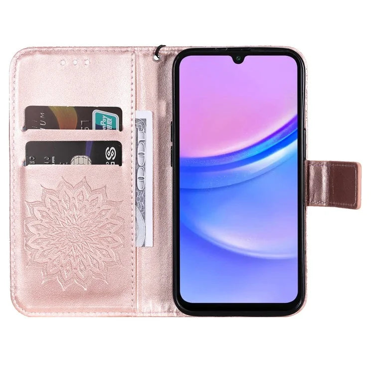 KT Imprinting Flower Series-1 For Samsung Galaxy A16 5G Case Sunflower Leather Wallet Folio Phone Cover