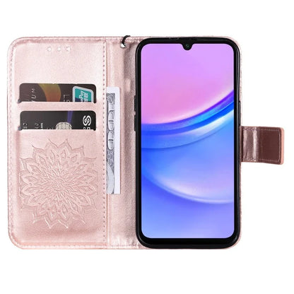 KT Imprinting Flower Series-1 For Samsung Galaxy A16 5G Case Sunflower Leather Wallet Folio Phone Cover