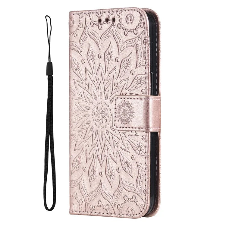 KT Imprinting Flower Series-1 For Samsung Galaxy A16 5G Case Sunflower Leather Wallet Folio Phone Cover