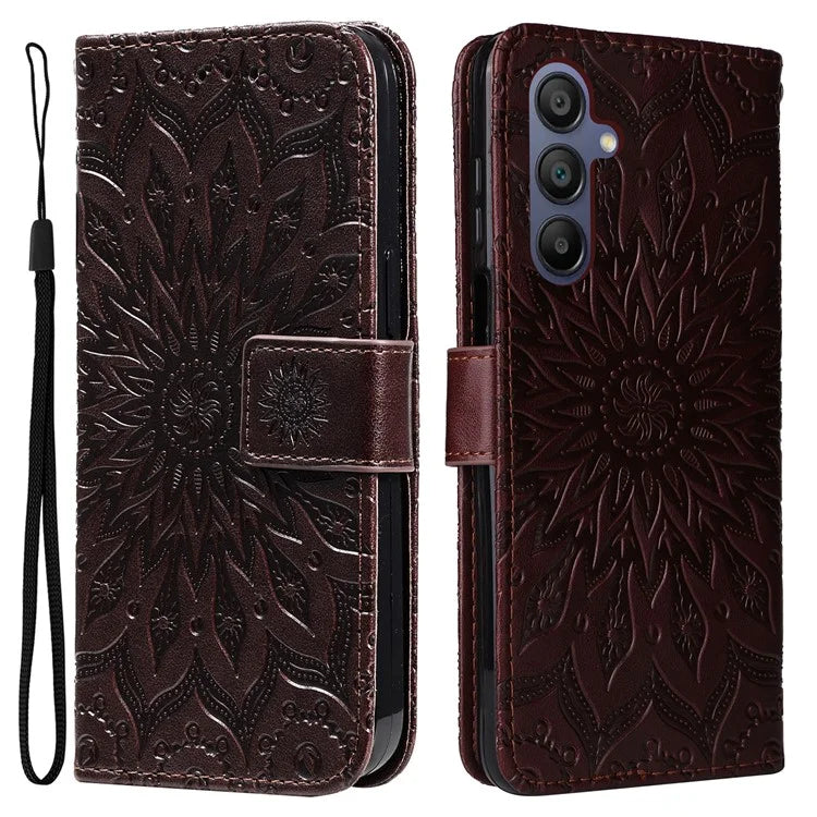KT Imprinting Flower Series-1 For Samsung Galaxy A16 5G Case Sunflower Leather Wallet Folio Phone Cover
