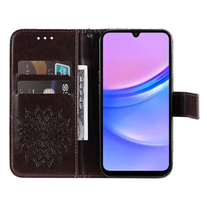 KT Imprinting Flower Series-1 For Samsung Galaxy A16 5G Case Sunflower Leather Wallet Folio Phone Cover