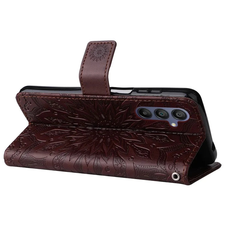 KT Imprinting Flower Series-1 For Samsung Galaxy A16 5G Case Sunflower Leather Wallet Folio Phone Cover