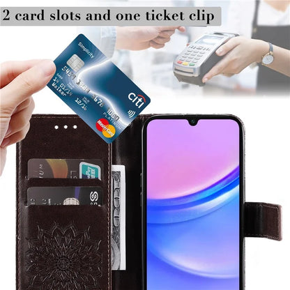KT Imprinting Flower Series-1 For Samsung Galaxy A16 5G Case Sunflower Leather Wallet Folio Phone Cover